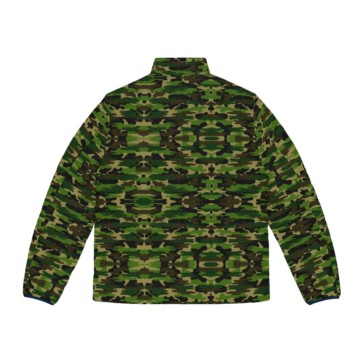 Green Camo Print Men's Jacket, Best Men's Puffer Jacket With Zippers