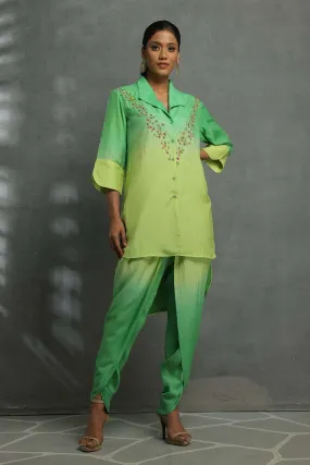 Green Ombre Embellished Tunic & Pant Set