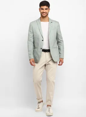 Green Peak Collar Casual Jacket