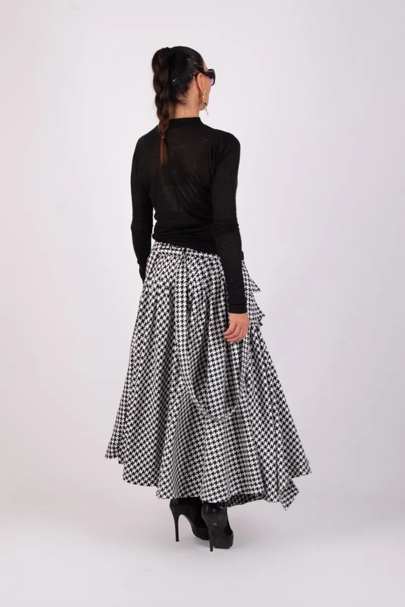 Houndstooth Long Skirt Zefira