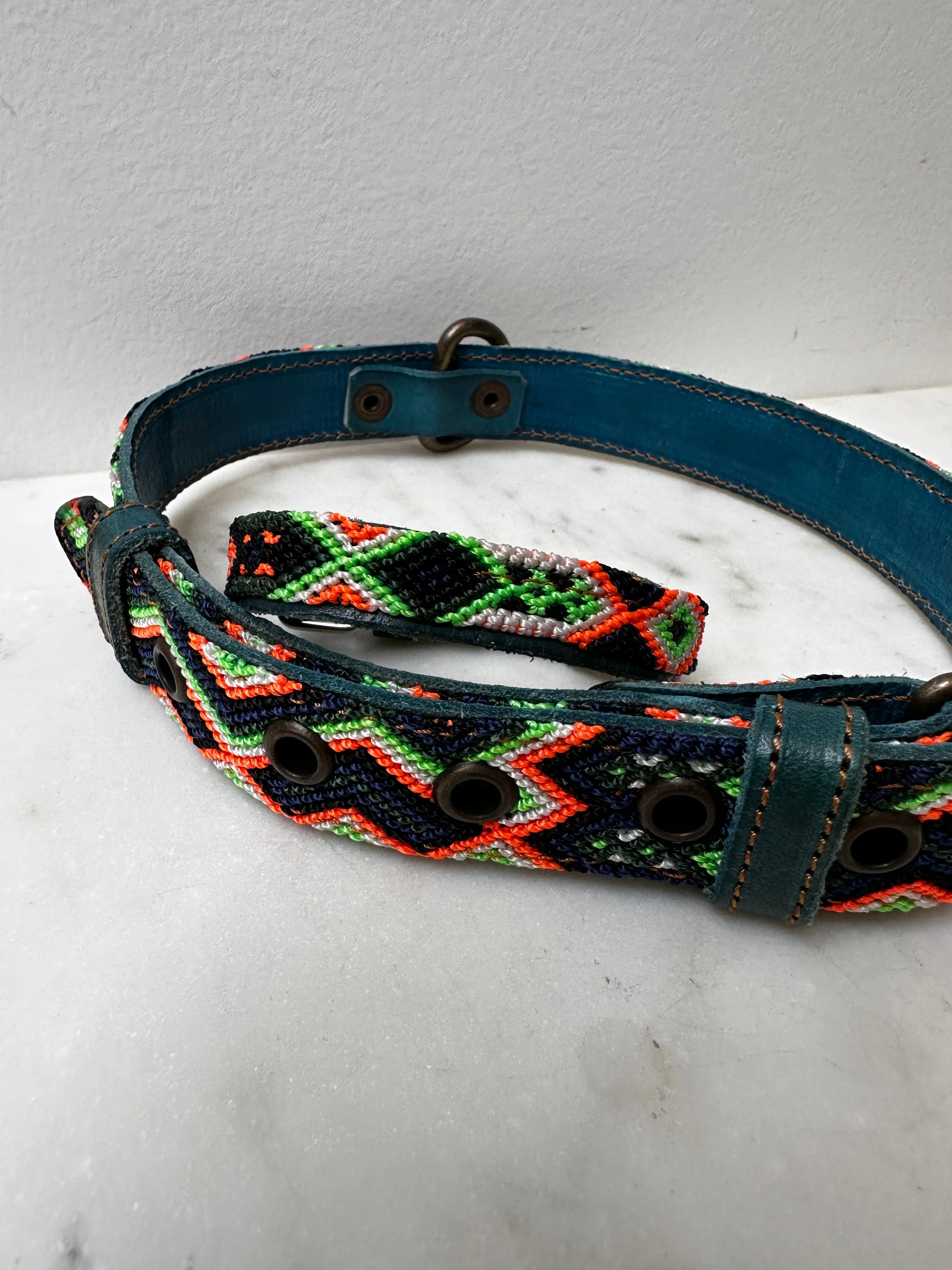 Huichol Fully Embroidered Dog Collar L4