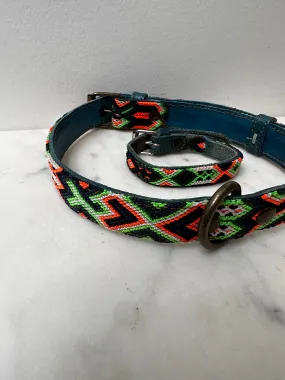 Huichol Fully Embroidered Dog Collar L4