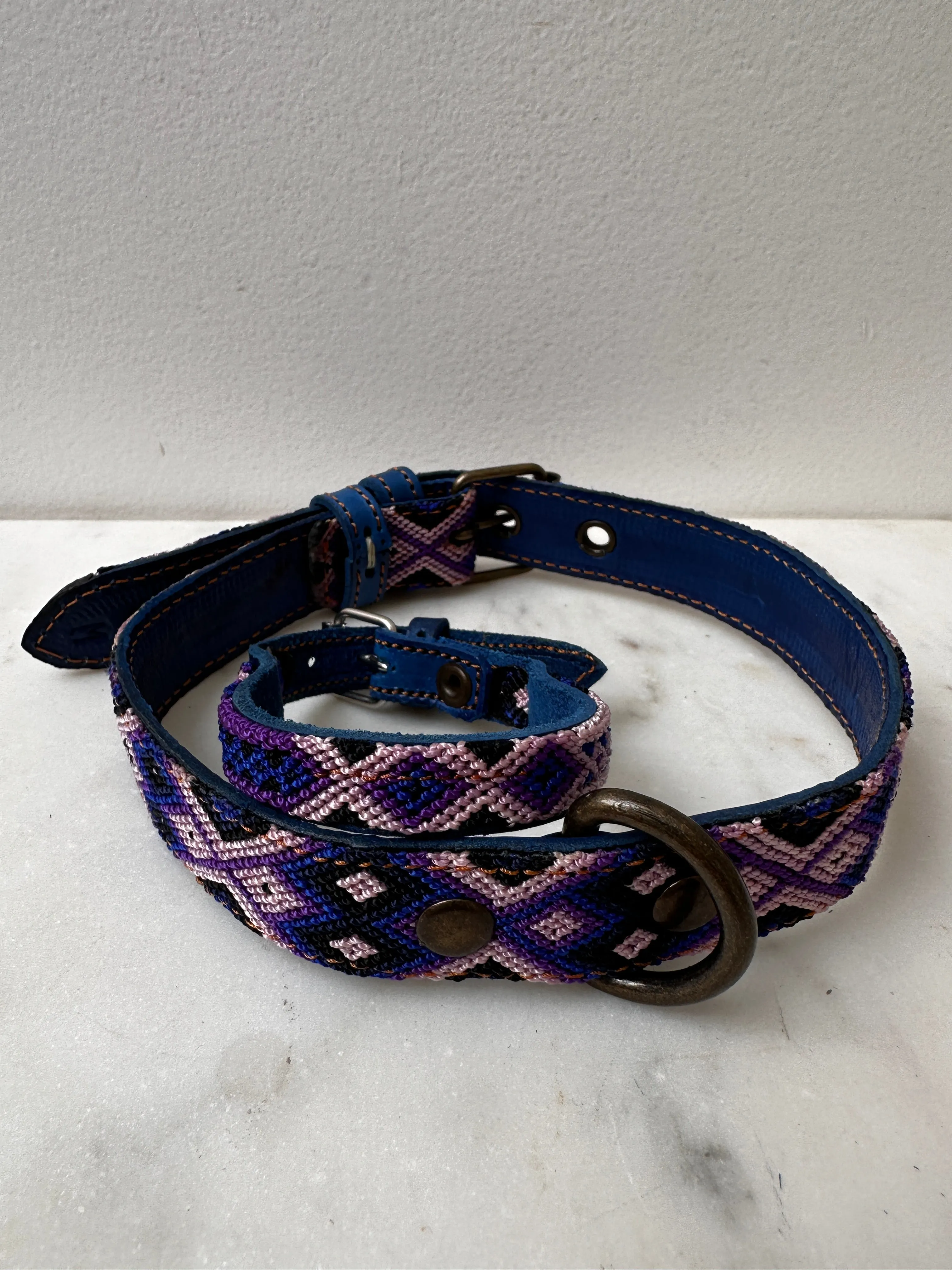 Huichol Fully Embroidered Dog Collar M5