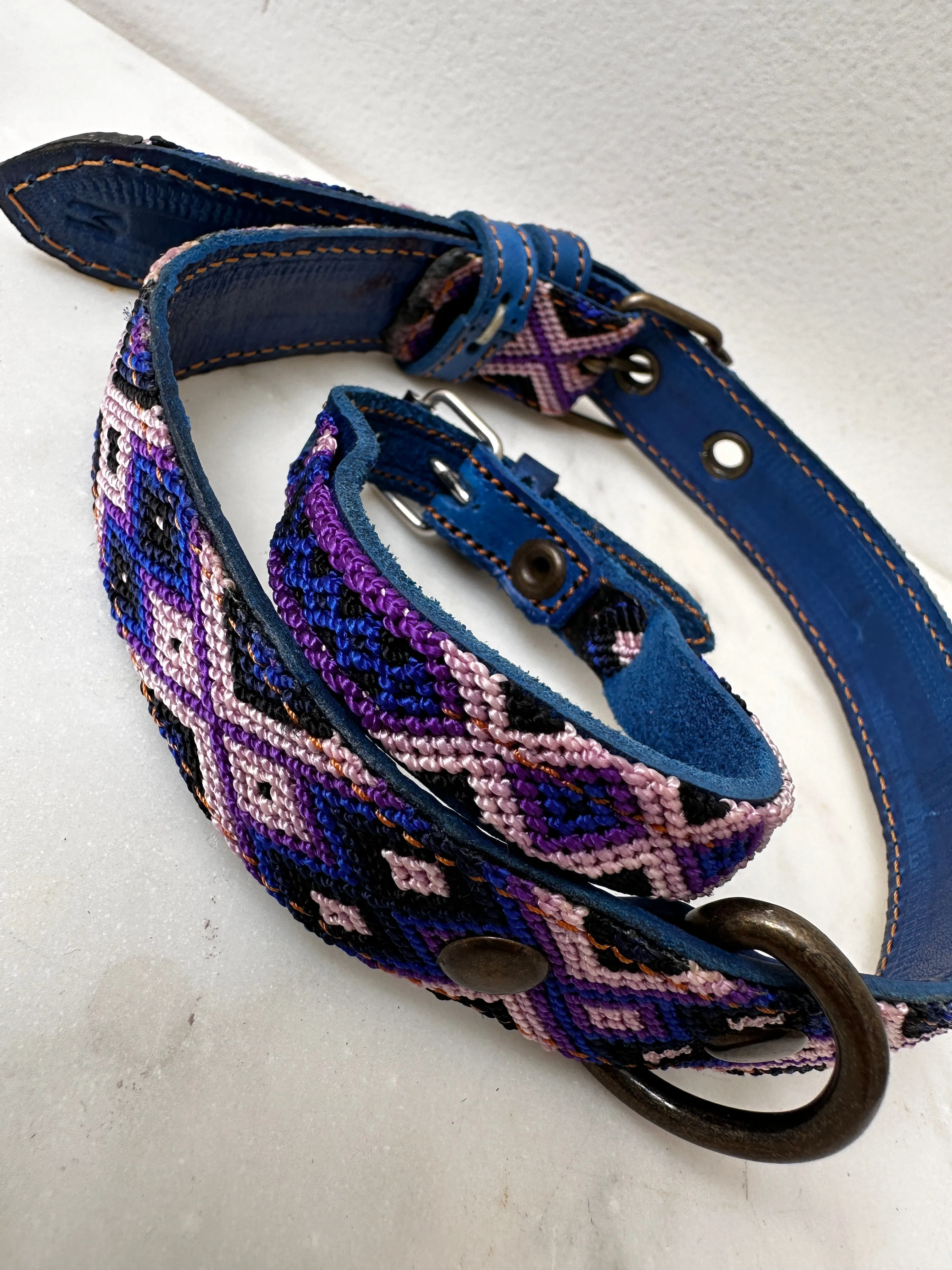 Huichol Fully Embroidered Dog Collar M5