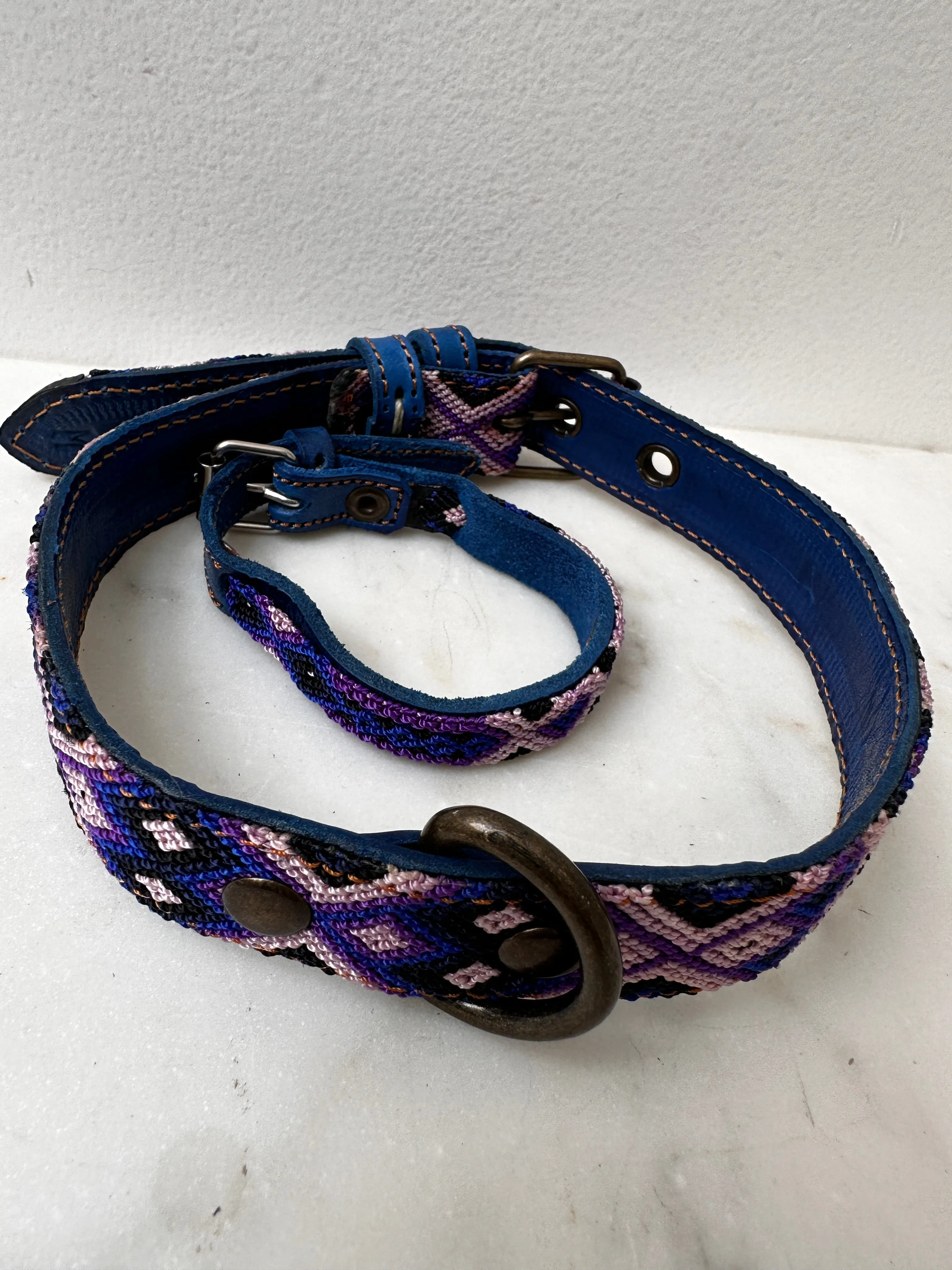 Huichol Fully Embroidered Dog Collar M5