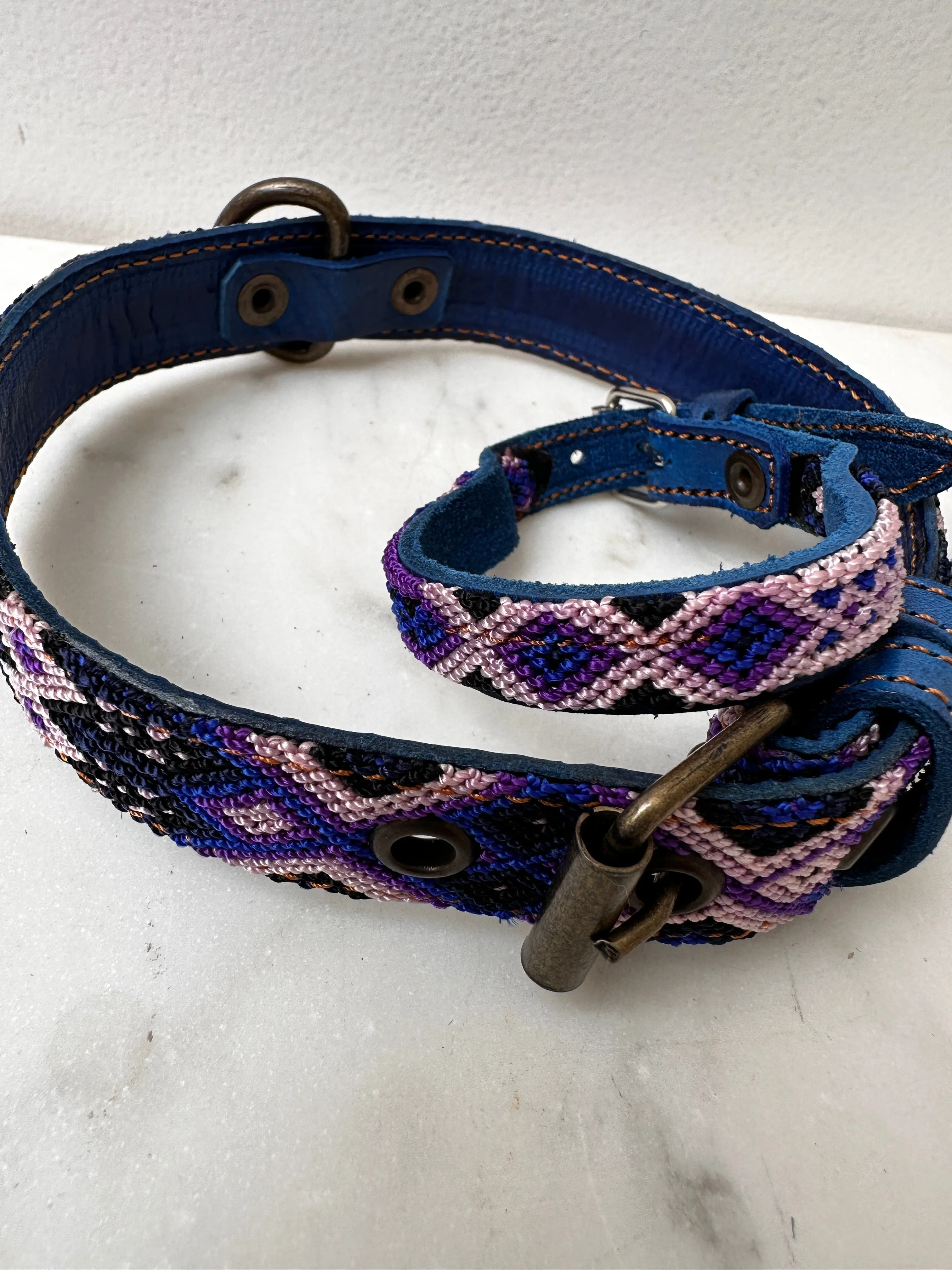 Huichol Fully Embroidered Dog Collar M5