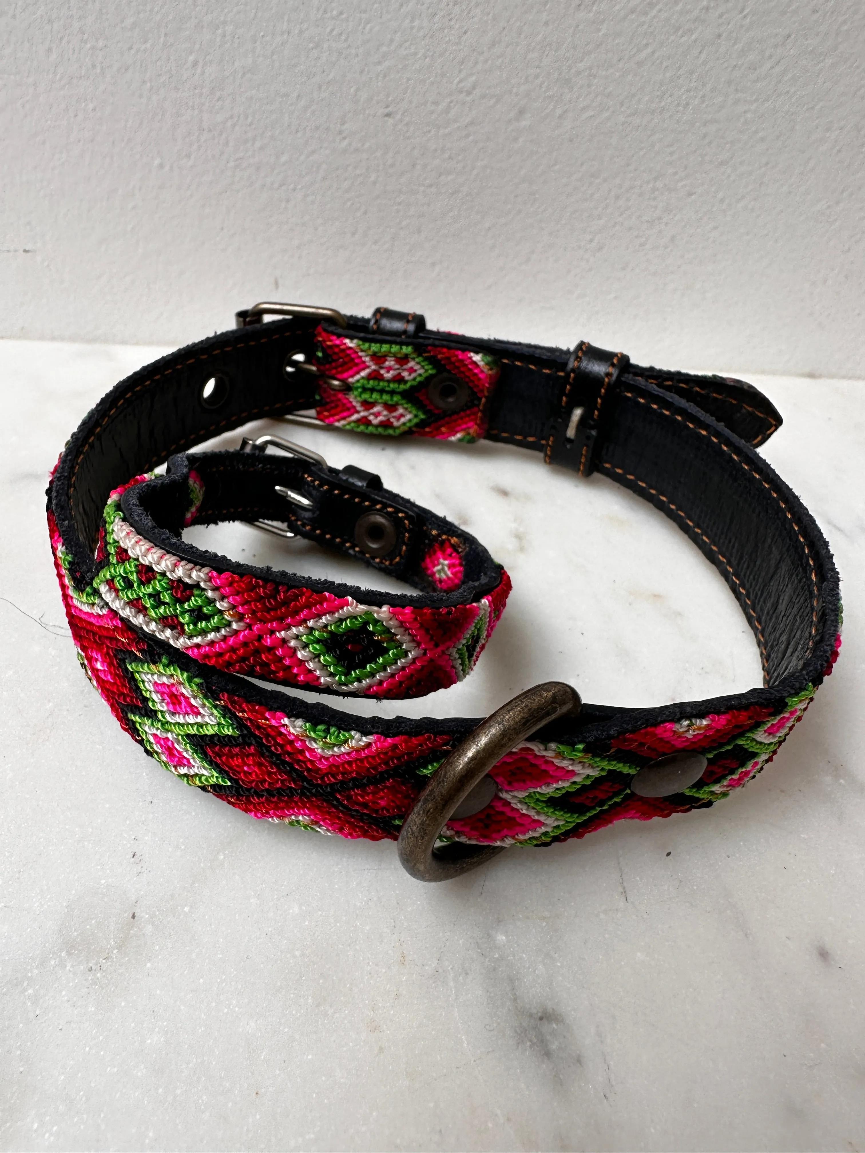 Huichol Fully Embroidered Dog Collar M8