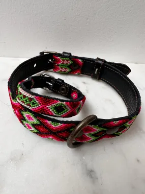 Huichol Fully Embroidered Dog Collar M8