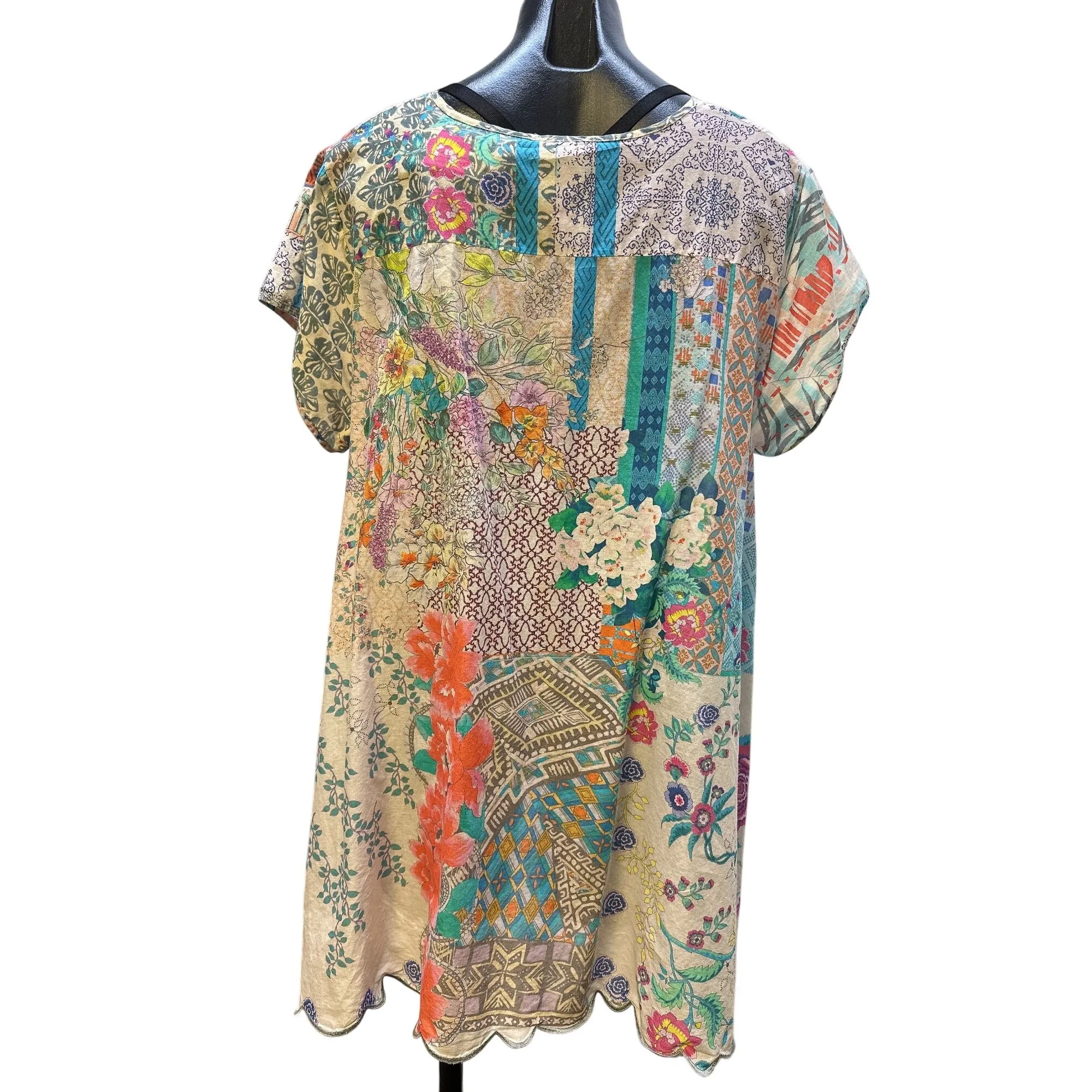 Johnny Was Multicolored Floral Tunic Blouse Size Large
