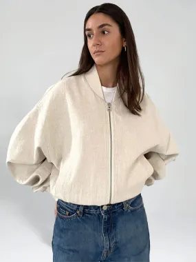 KIAN LINEN BOMBER - CREME