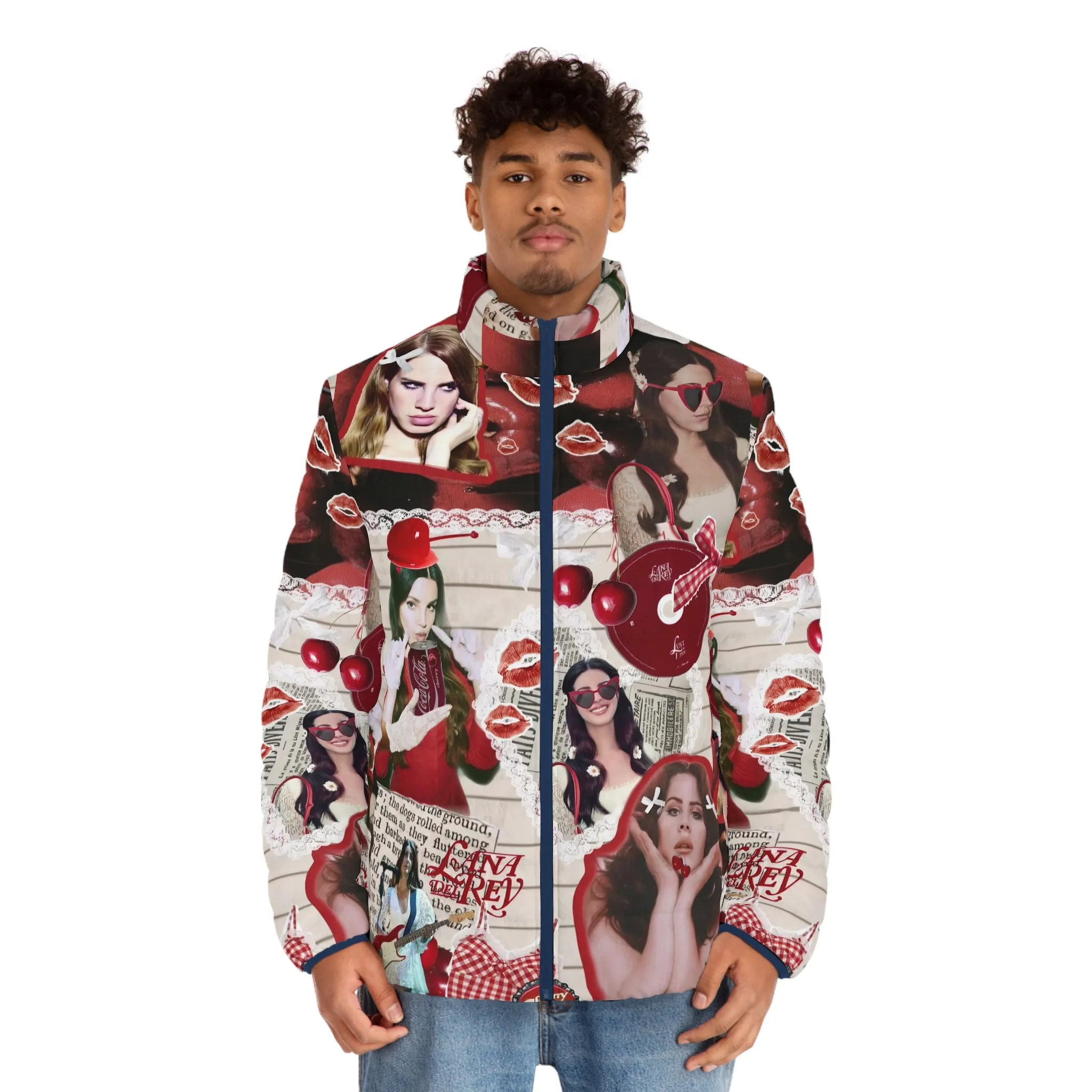 Lana Del Rey Cherry Coke Collage Men's Puffer Jacket