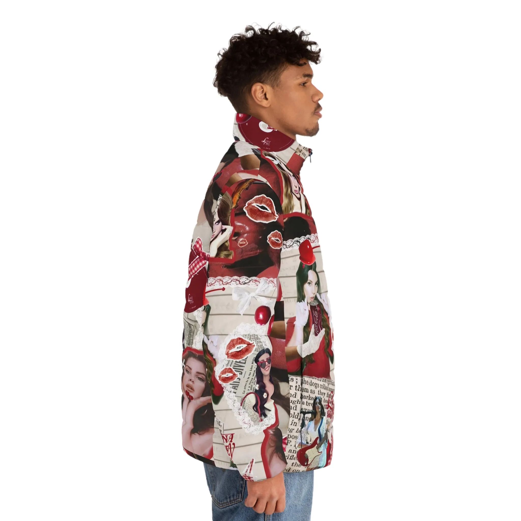 Lana Del Rey Cherry Coke Collage Men's Puffer Jacket