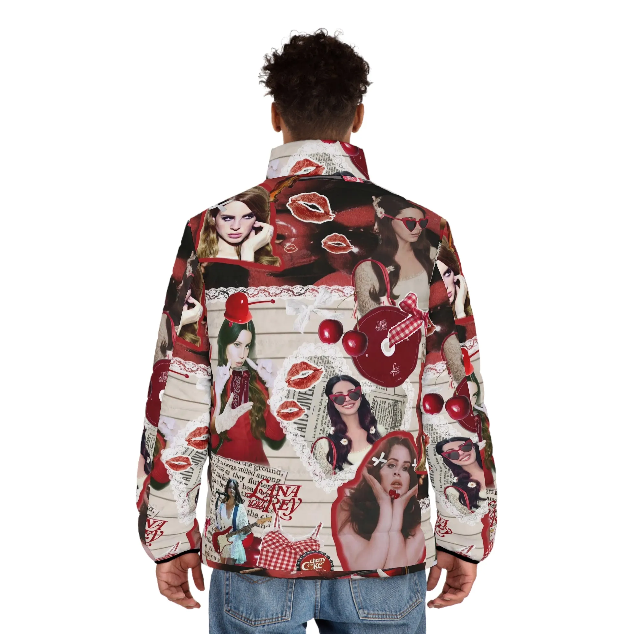 Lana Del Rey Cherry Coke Collage Men's Puffer Jacket