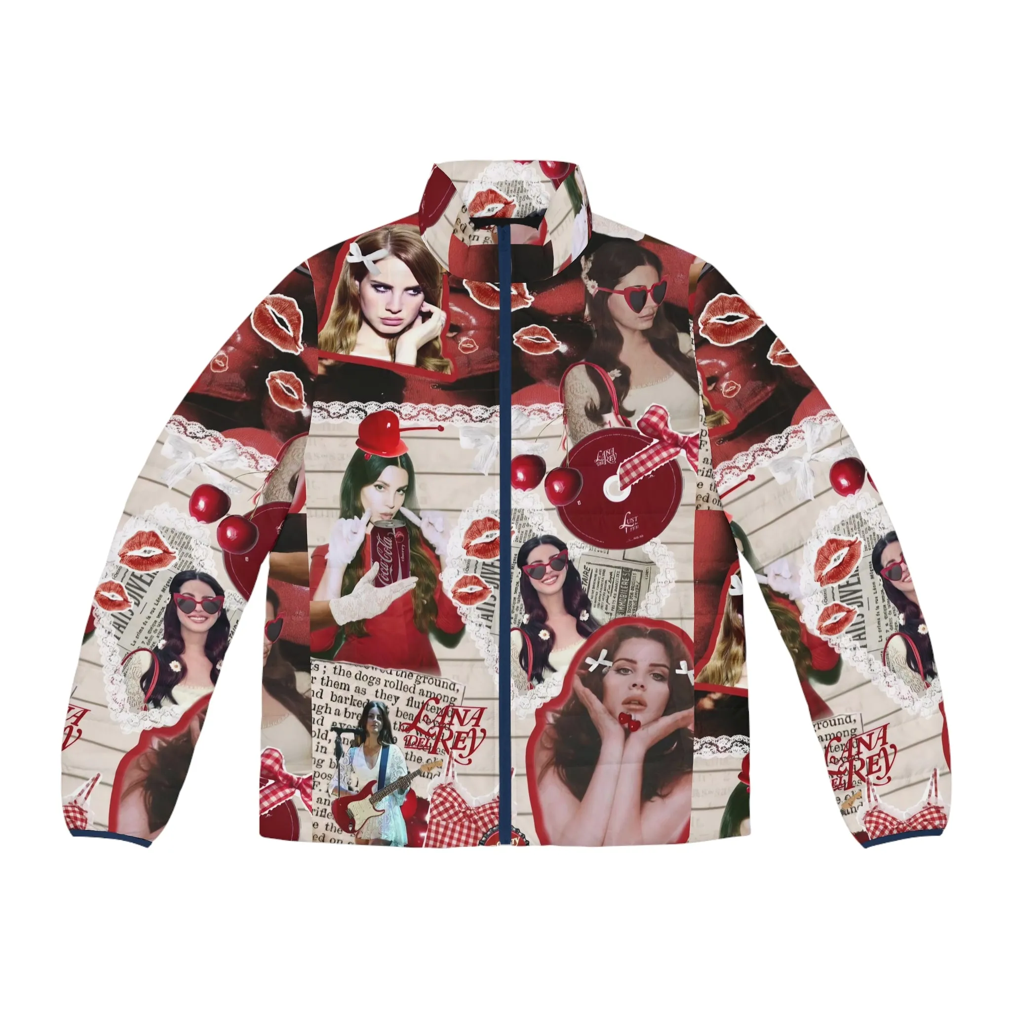 Lana Del Rey Cherry Coke Collage Men's Puffer Jacket