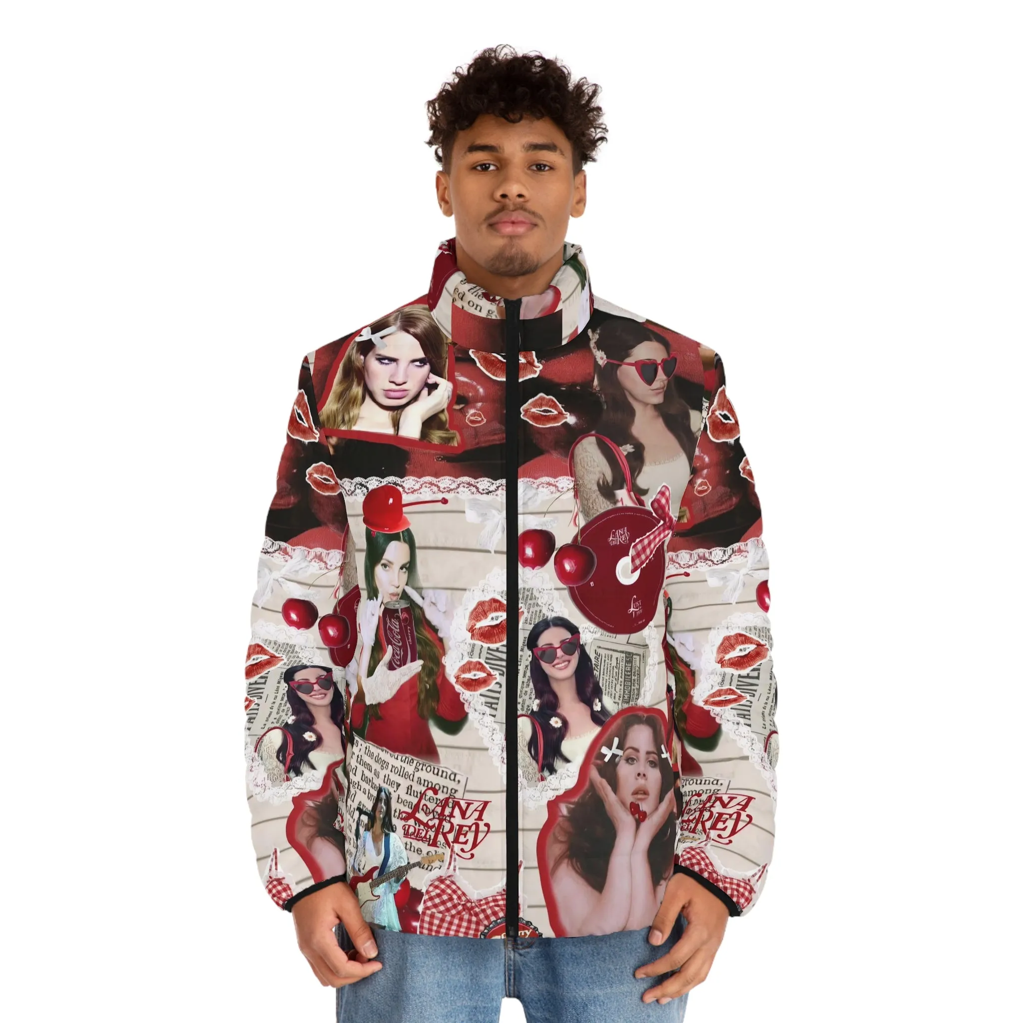 Lana Del Rey Cherry Coke Collage Men's Puffer Jacket