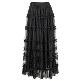 Layered Maxi Tulle Skirt - Black