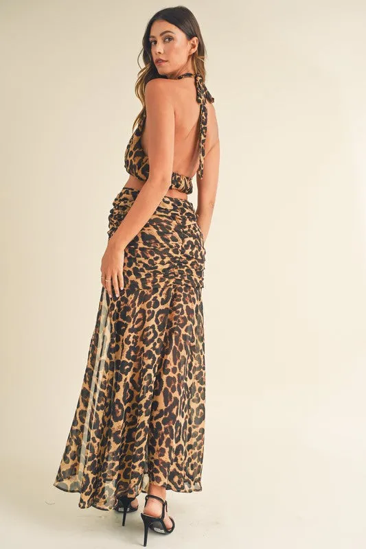 Leopard Print Skirt & Halter Top