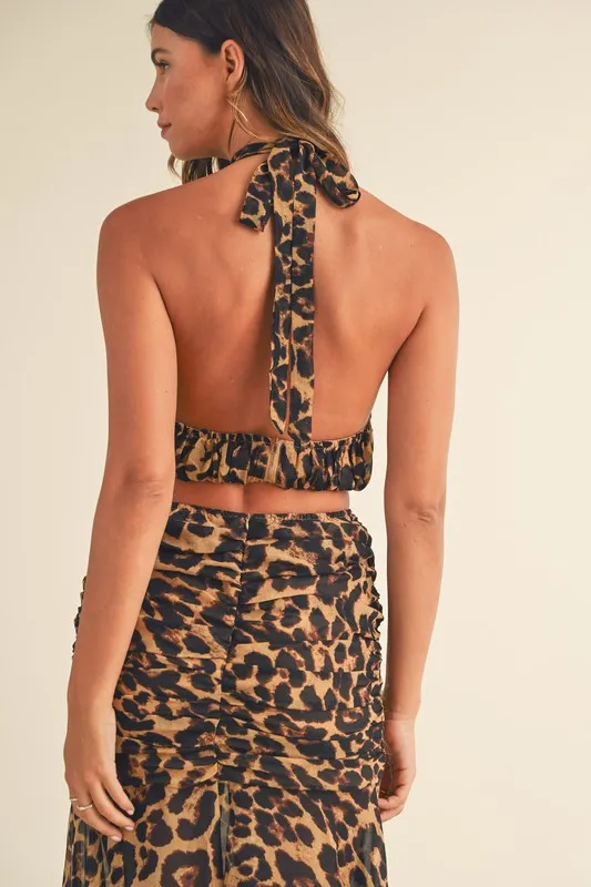 Leopard Print Skirt & Halter Top
