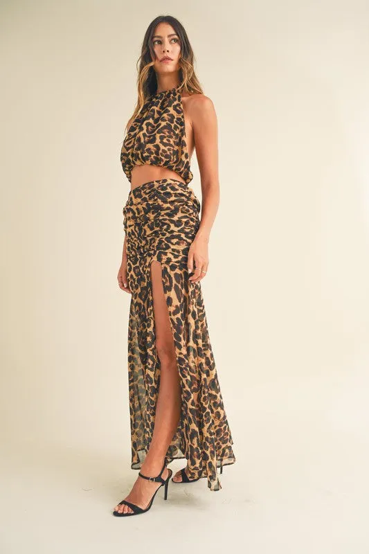 Leopard Print Skirt & Halter Top