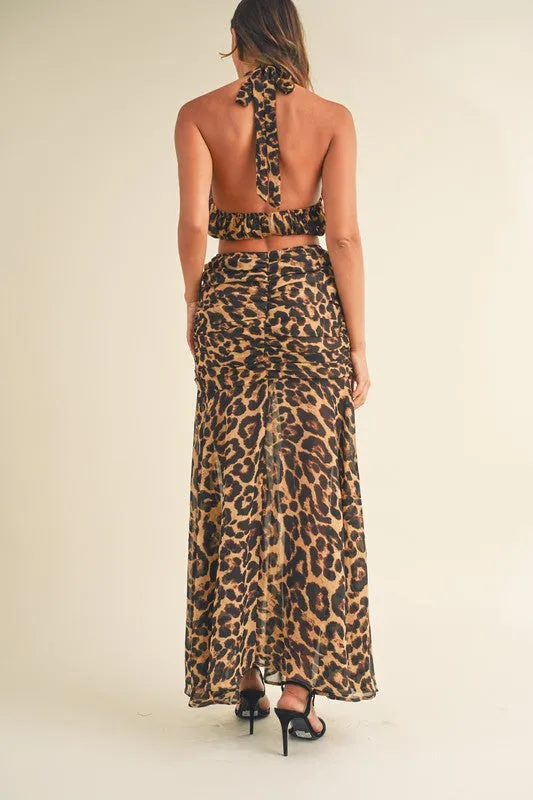 Leopard Print Skirt & Halter Top