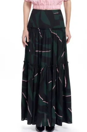 LILA Tiered Maxi Skirt - Pine