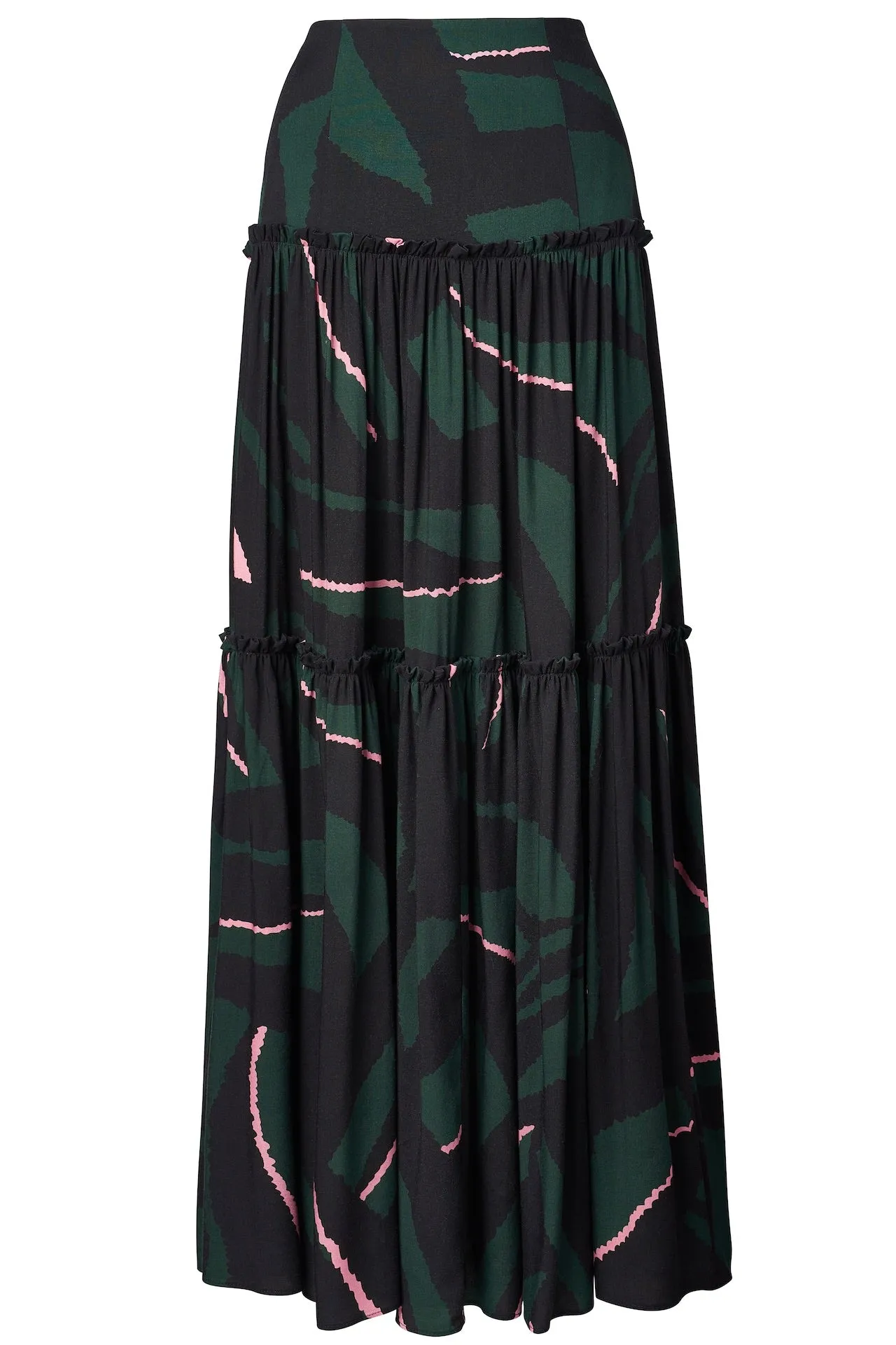 LILA Tiered Maxi Skirt - Pine
