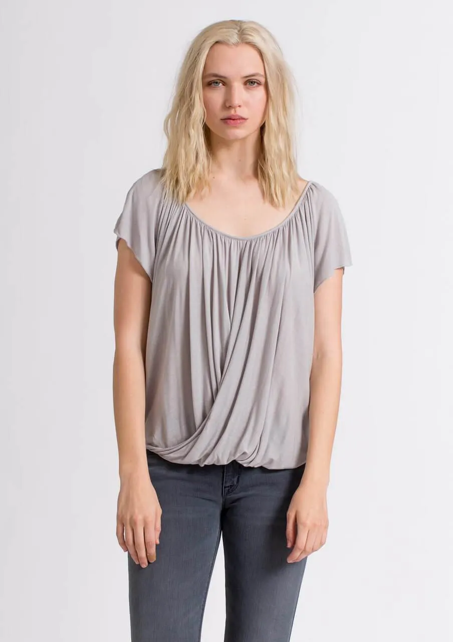 Lizabeth Drape Top - Grey Morning