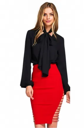 Long Sleeve Tie Neck Bodysuit