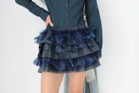 MADE IN ITALY 2000s Patrizia Pepe Feather & Organza Mini Skirt