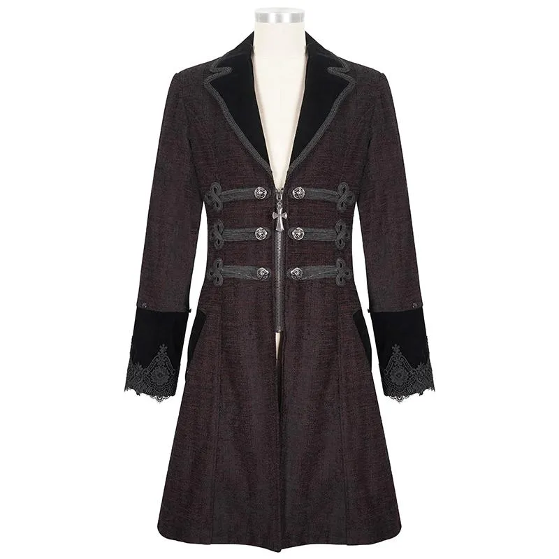 'Master Of Death' Gothic Fur Collar Coat (Wine)