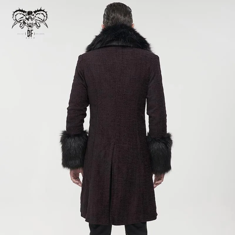 'Master Of Death' Gothic Fur Collar Coat (Wine)