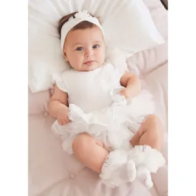 Mayoral Baby Girls Tutu Romper And Headband 1702 White
