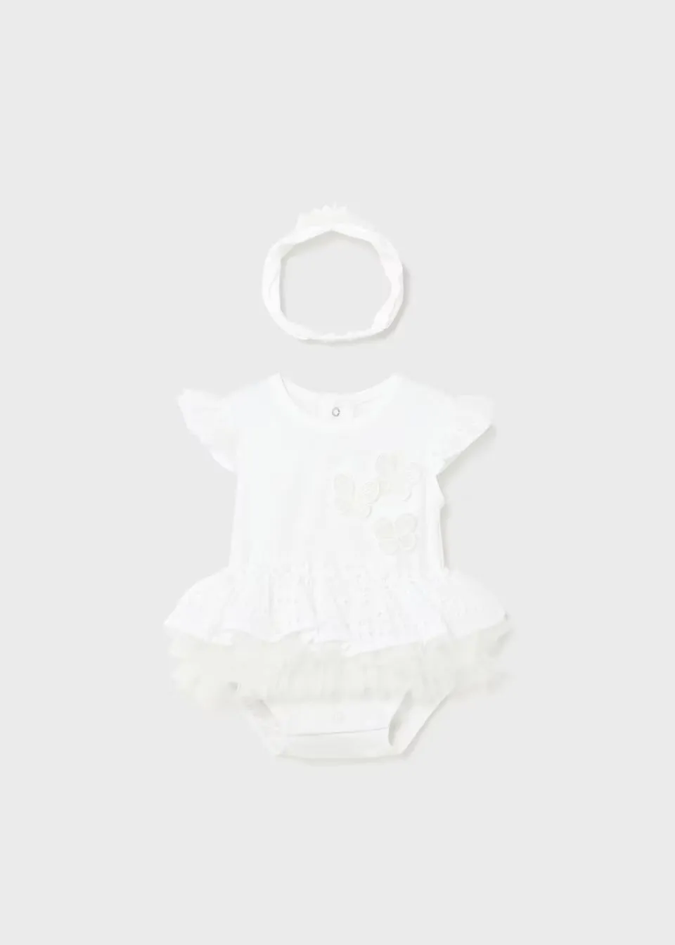 Mayoral Baby Girls Tutu Romper And Headband 1702 White