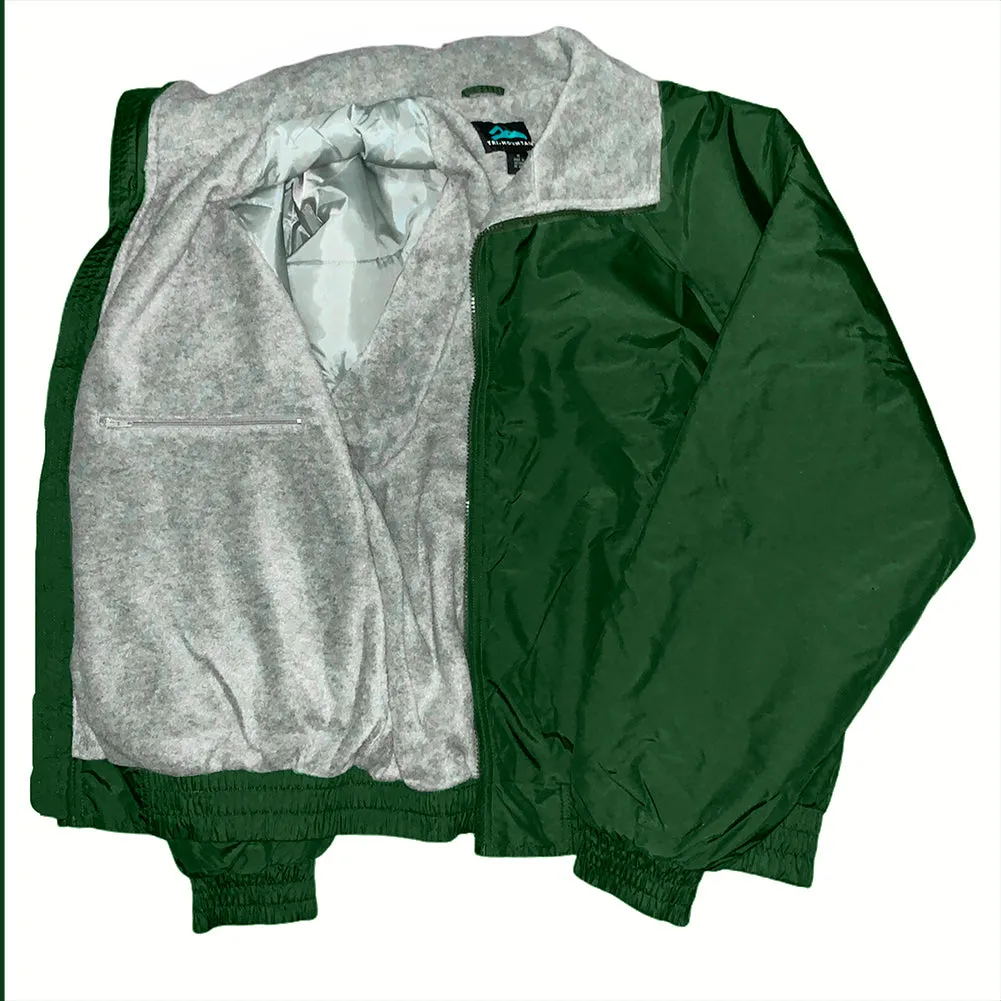 Mens Bomber Jacket Zip Up Grey Faux Fur Lining Water Resistant Shell