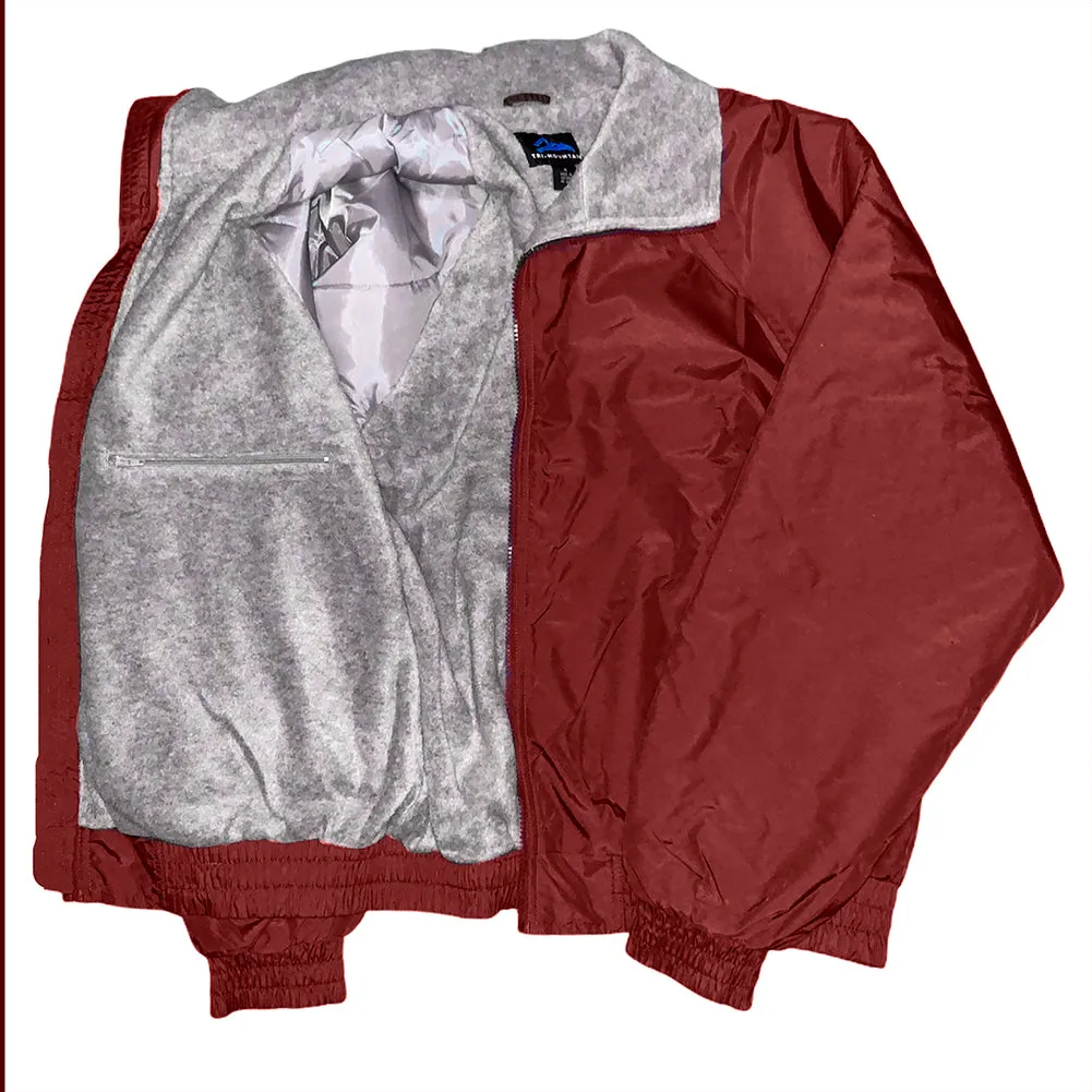 Mens Bomber Jacket Zip Up Grey Faux Fur Lining Water Resistant Shell