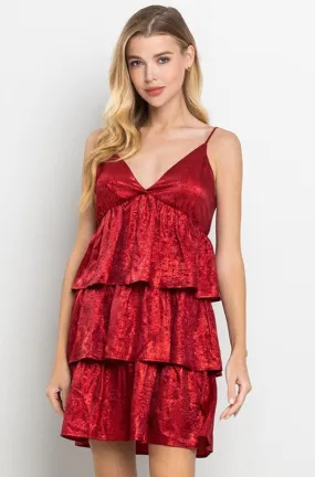 metallic layered tank dress