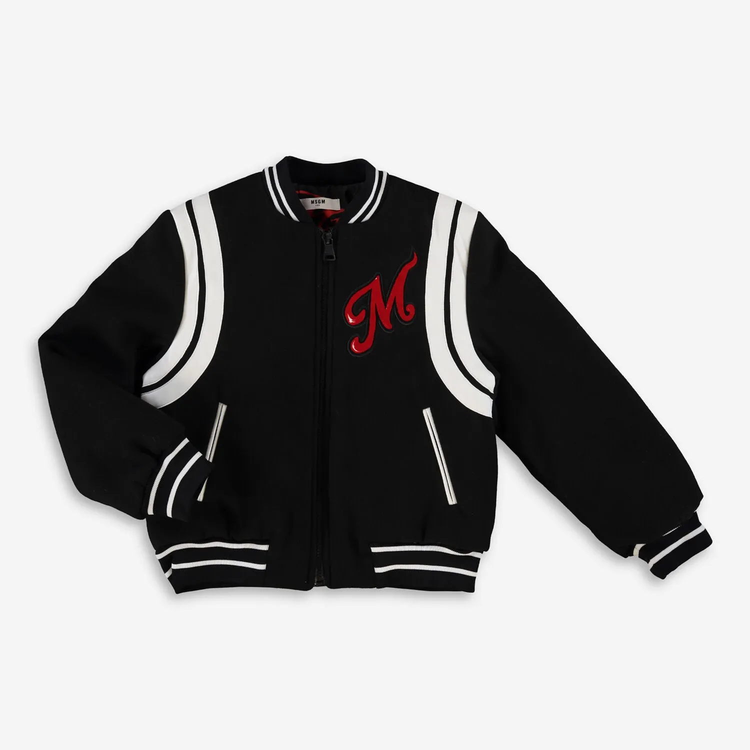 MSGM  Black Striped Trim Bomber Jacket