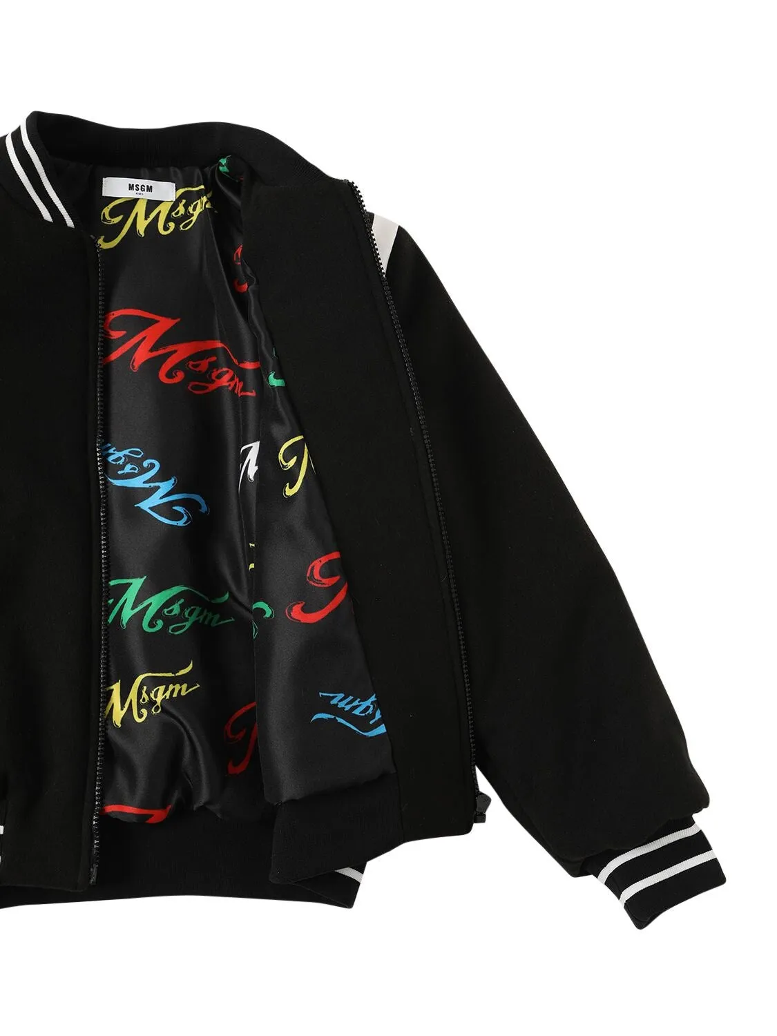 MSGM  Black Striped Trim Bomber Jacket