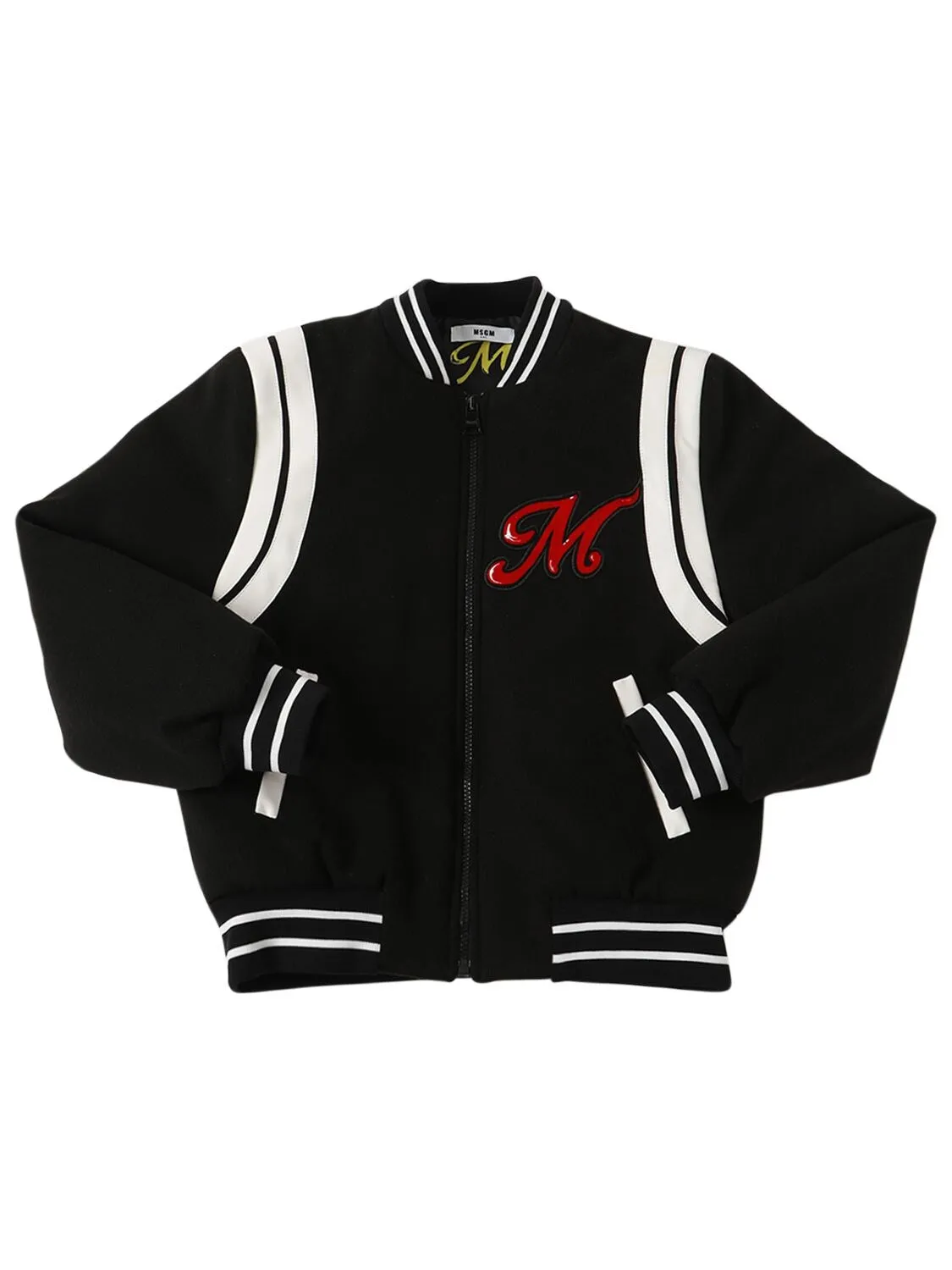 MSGM  Black Striped Trim Bomber Jacket
