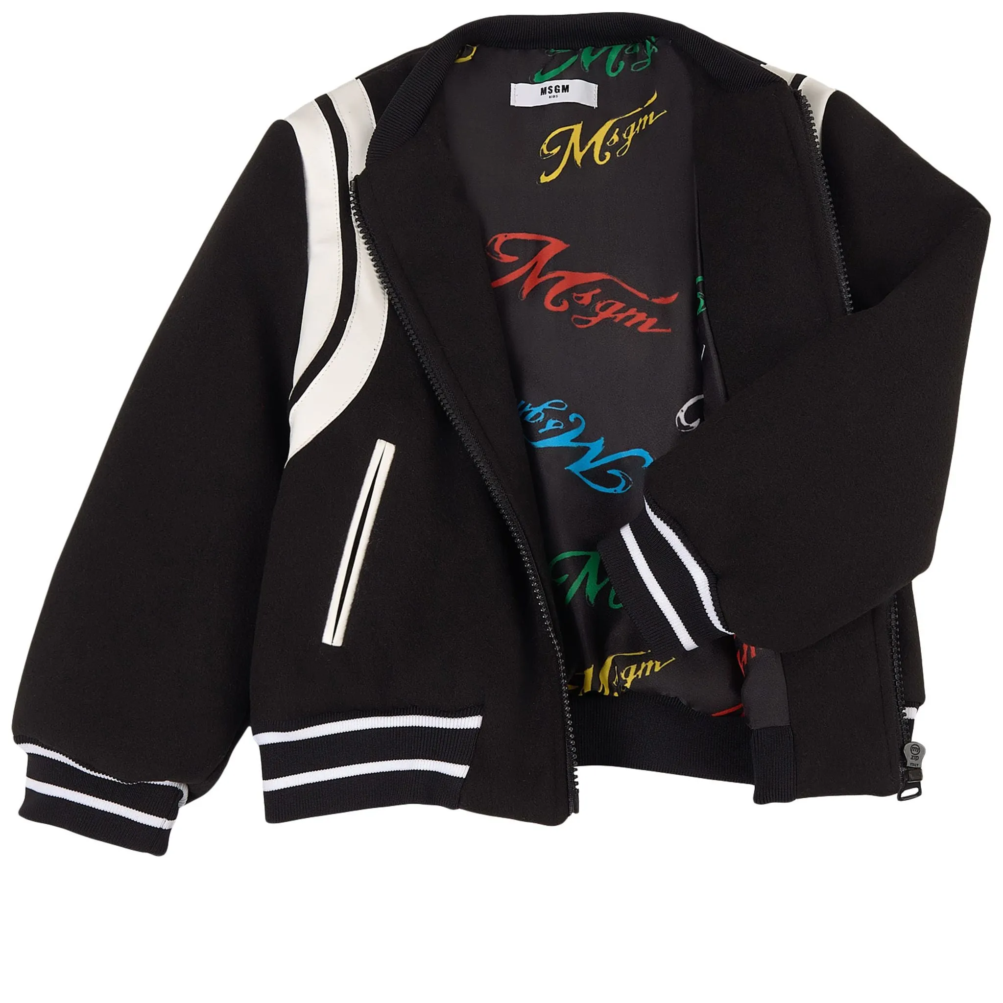 MSGM  Black Striped Trim Bomber Jacket