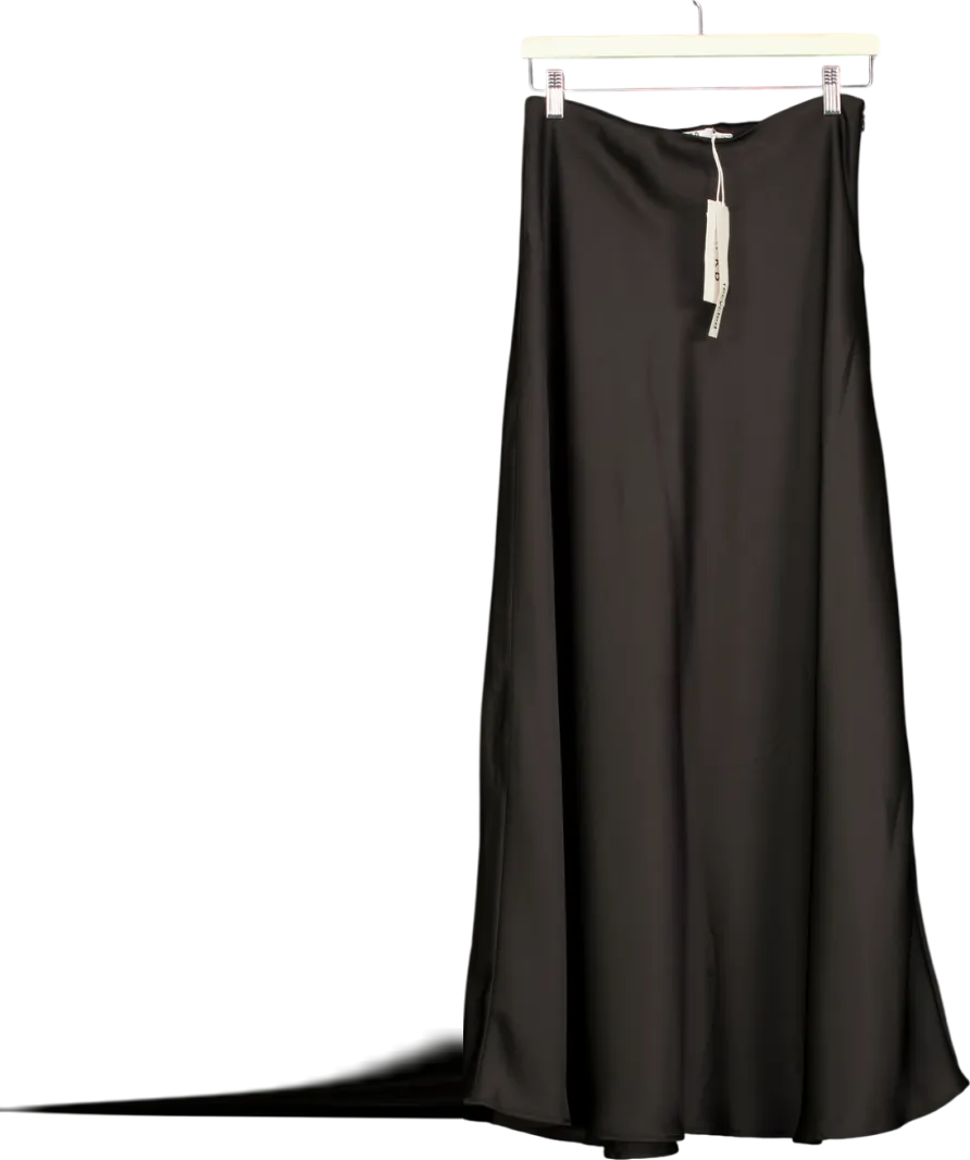 NA-KD Black Mid Waist Satin Maxi Skirt UK 6