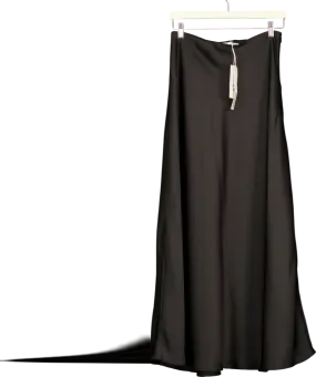 NA-KD Black Mid Waist Satin Maxi Skirt UK 6