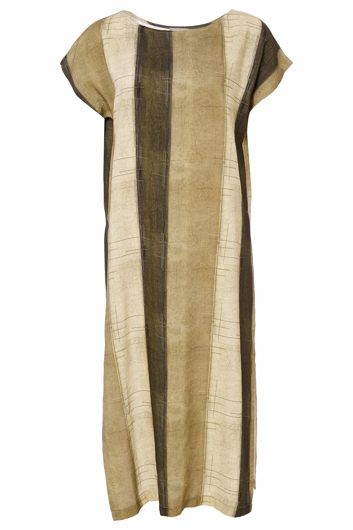 Naya NAS25267 Brown Wide Stripe Scratch Print Long Tunic