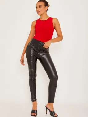Nicolle Slinky Racer Back Sleeveless Bodysuit In Red