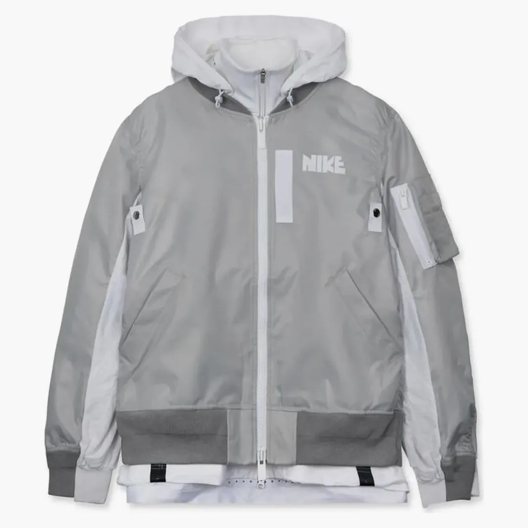 Nike X Sacai Layered Bomber Jacket Grey Fog (womens)