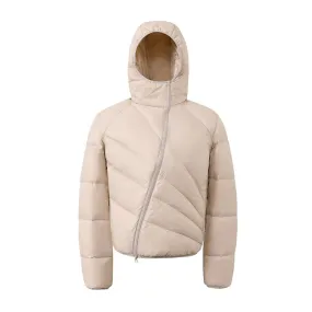 Oblique Zipper Puffer Hoodie