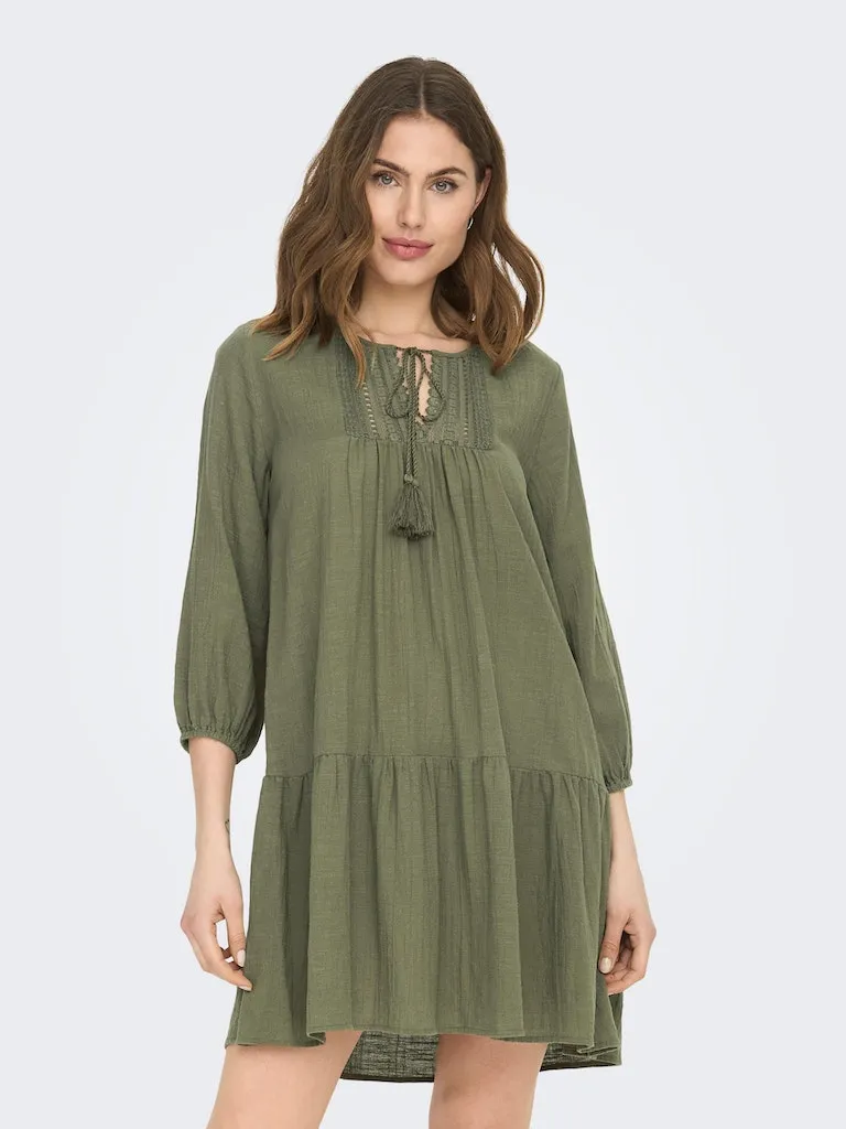 Only / Damen-Kleid / ONLVINNIE LIFE 3/4 LACE TUNIC WVN N