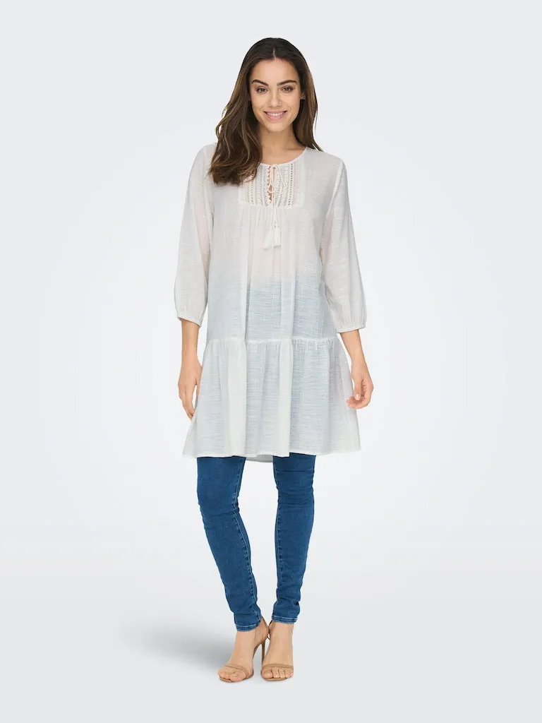 Only / Damen-Kleid / ONLVINNIE LIFE 3/4 LACE TUNIC WVN N