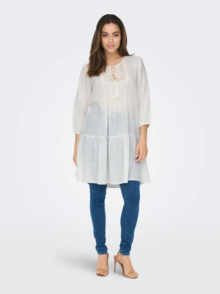 Only / Damen-Kleid / ONLVINNIE LIFE 3/4 LACE TUNIC WVN N