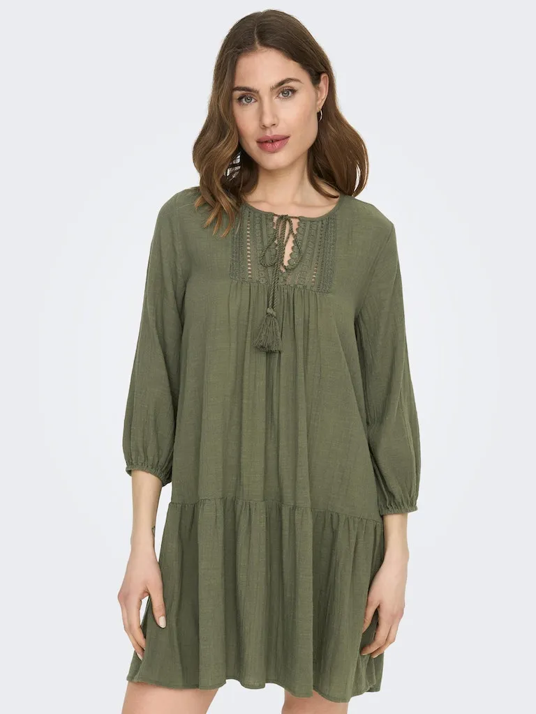 Only / Damen-Kleid / ONLVINNIE LIFE 3/4 LACE TUNIC WVN N